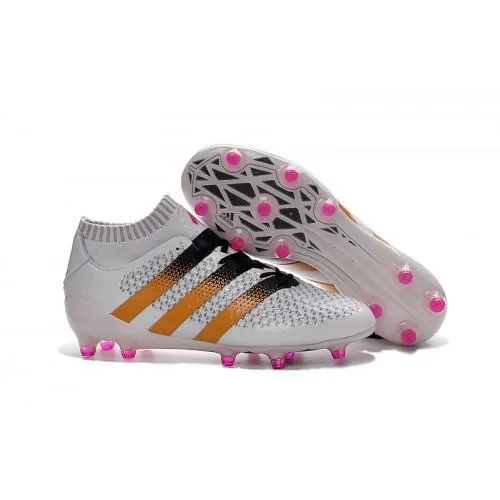 Adidas ACE 16.1 Primeknit FG/AG Soccer Cleats White Gold Black Pink