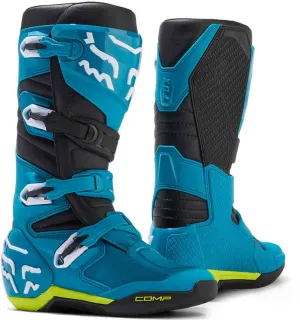 Comp FOX Motocross Boots, Blue/Yellow