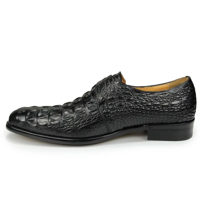 CrocoChic Leather Embossed Monkstrap Dress Shoes