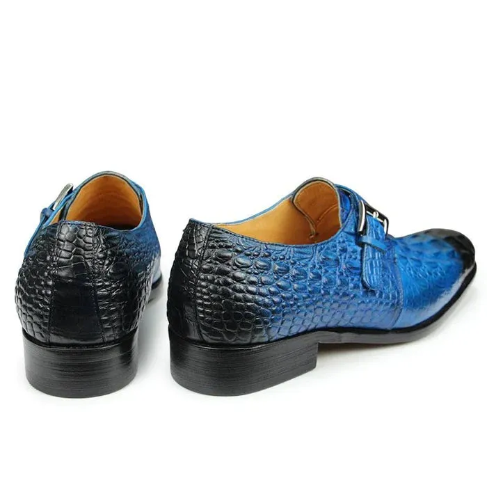 CrocoChic Leather Embossed Monkstrap Dress Shoes