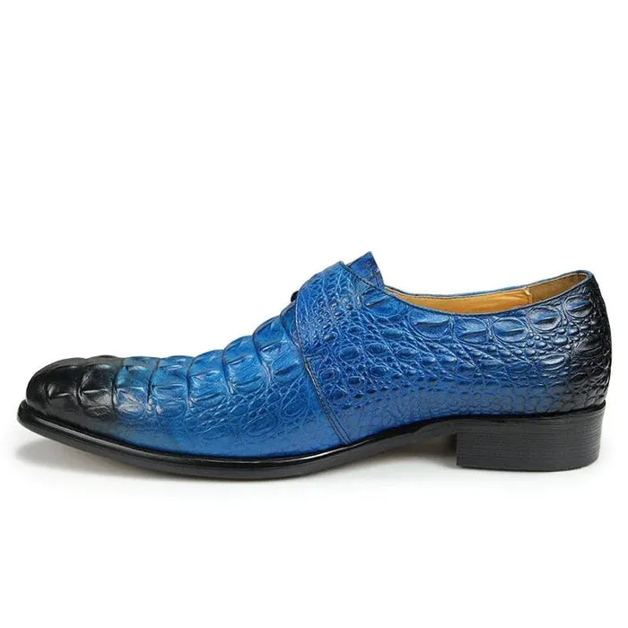 CrocoChic Leather Embossed Monkstrap Dress Shoes