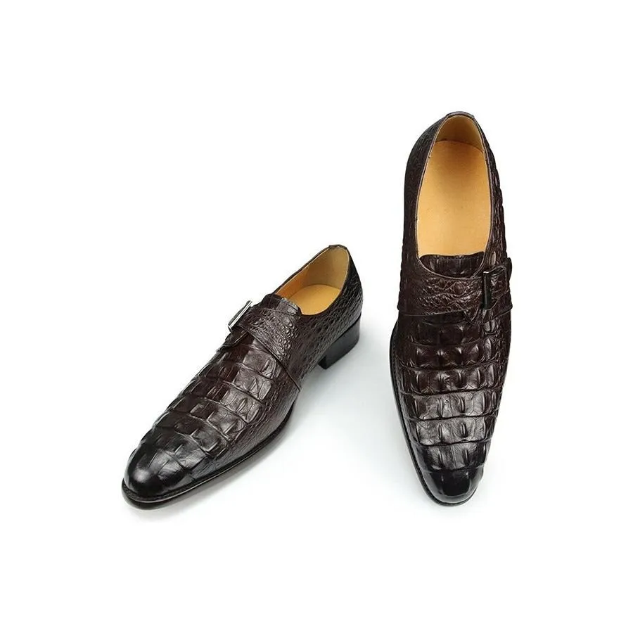 CrocoChic Leather Embossed Monkstrap Dress Shoes