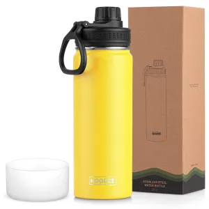 Koodee 22 Oz Insulated Water Bottle Stainless Steel Wide Mouth Spout Lid Yellow