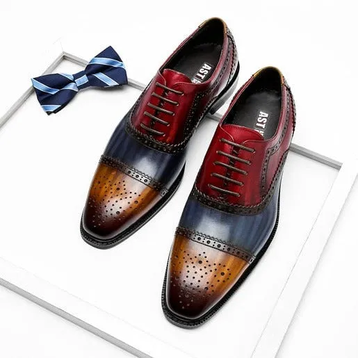 LuxePatch Wingtip Leather Lace-Up Oxfords