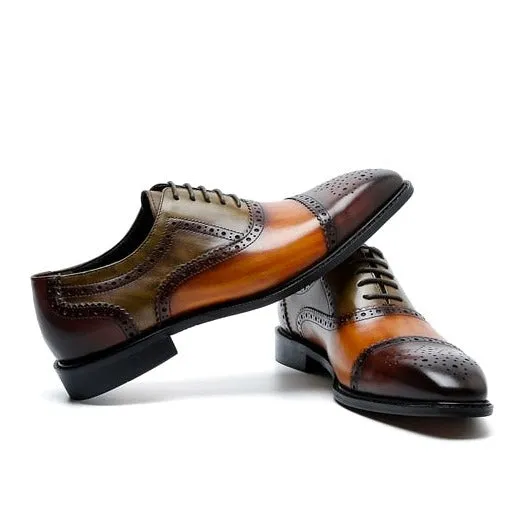 LuxePatch Wingtip Leather Lace-Up Oxfords