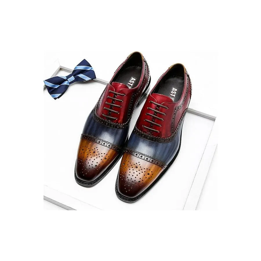 LuxePatch Wingtip Leather Lace-Up Oxfords