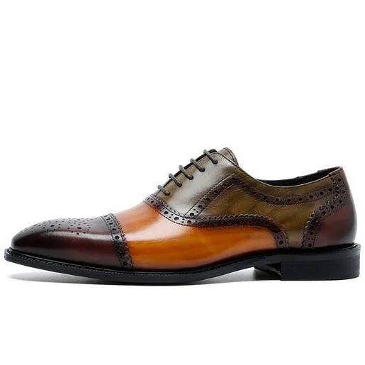 LuxePatch Wingtip Leather Lace-Up Oxfords