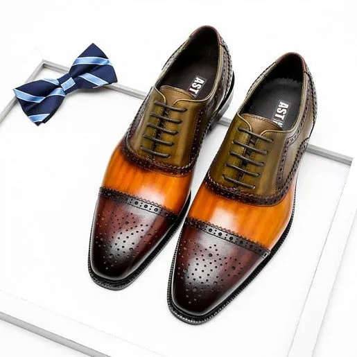 LuxePatch Wingtip Leather Lace-Up Oxfords