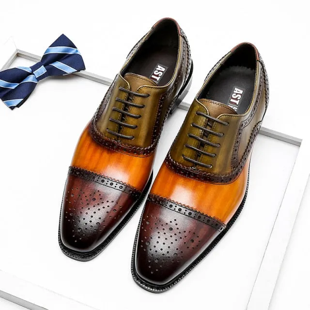 LuxePatch Wingtip Leather Lace-Up Oxfords