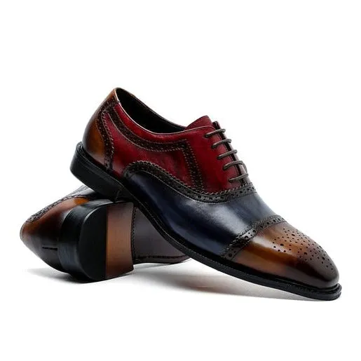 LuxePatch Wingtip Leather Lace-Up Oxfords