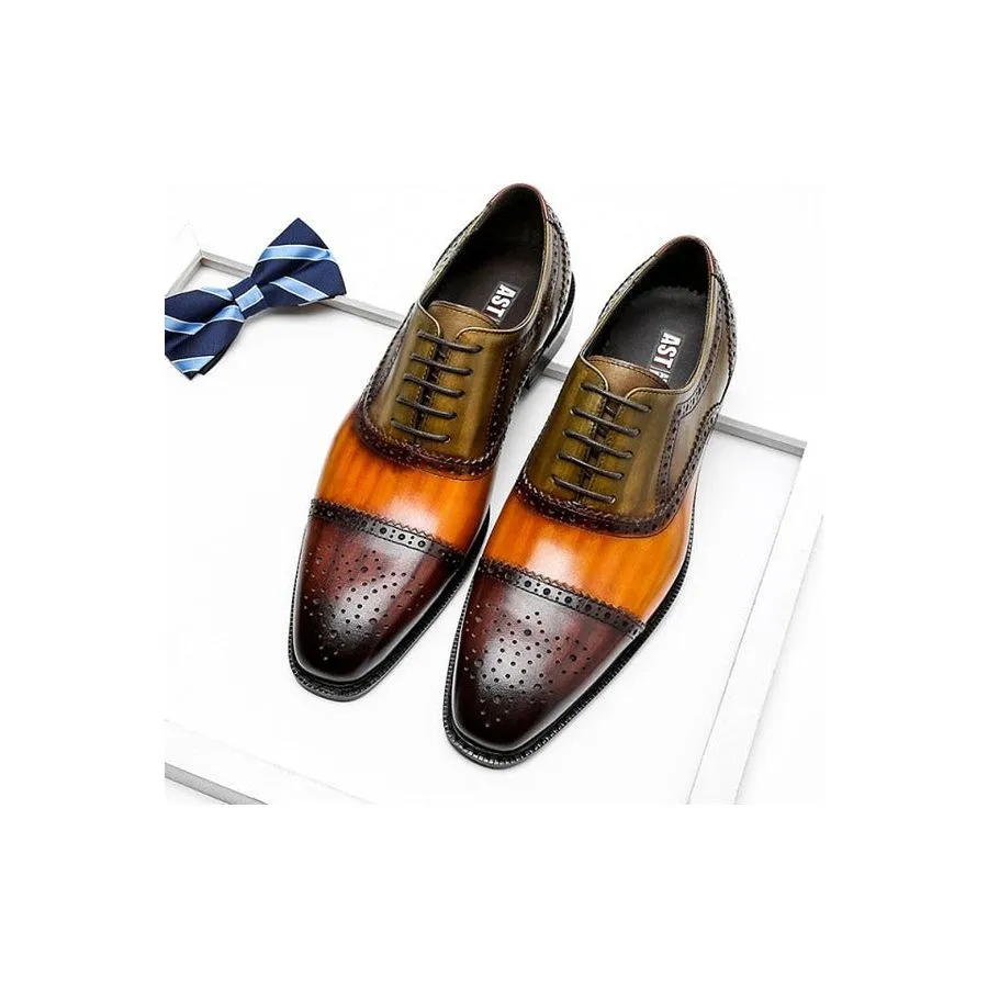 LuxePatch Wingtip Leather Lace-Up Oxfords