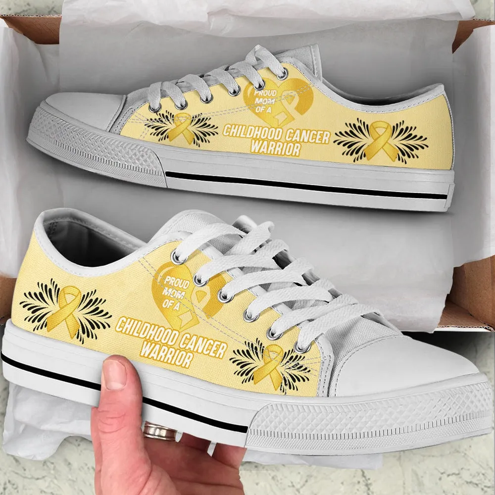 Proud Mom Of Childhood Cancer Warrior Low Top Shoes, Best Canvas Shoes, Low Top Sneaker