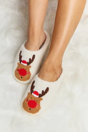 Rudolph Print Plush Slide Slippers