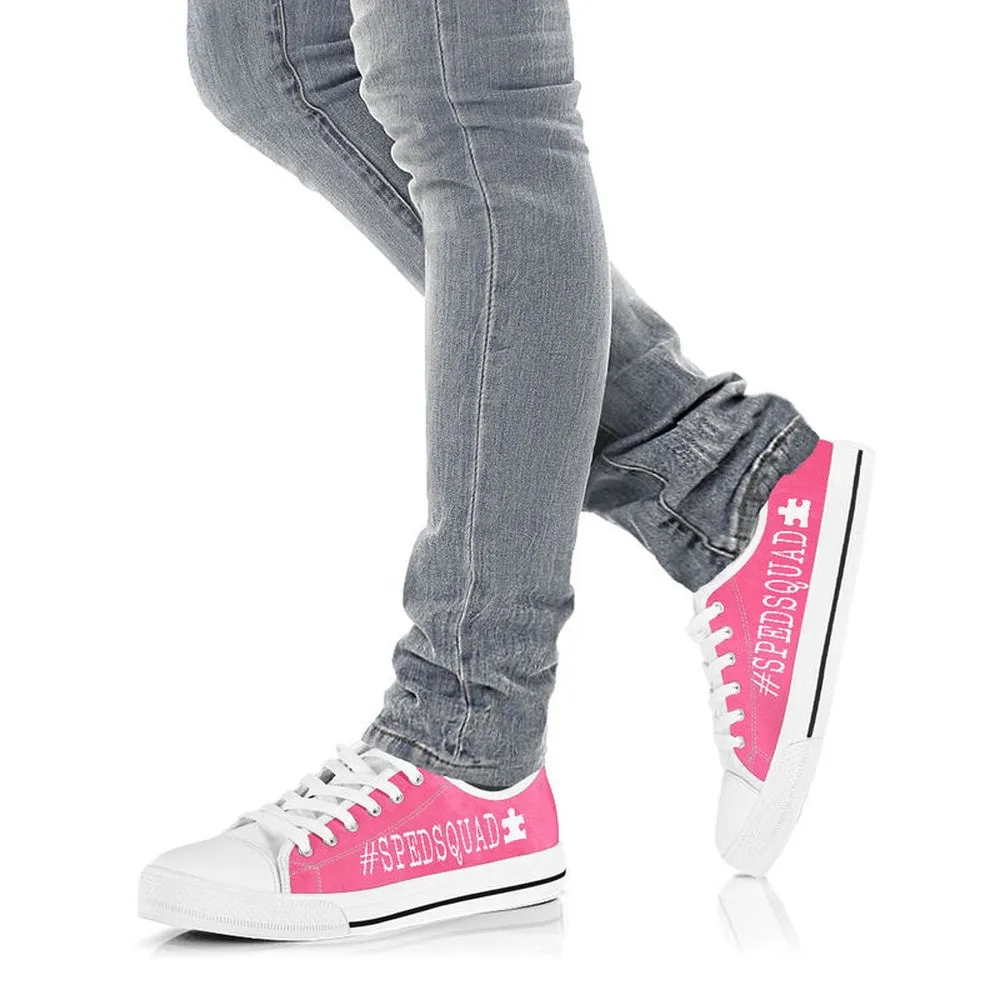 Spedsquad Pink White Shoes, Teacher Shoes, Low Top Sneakers