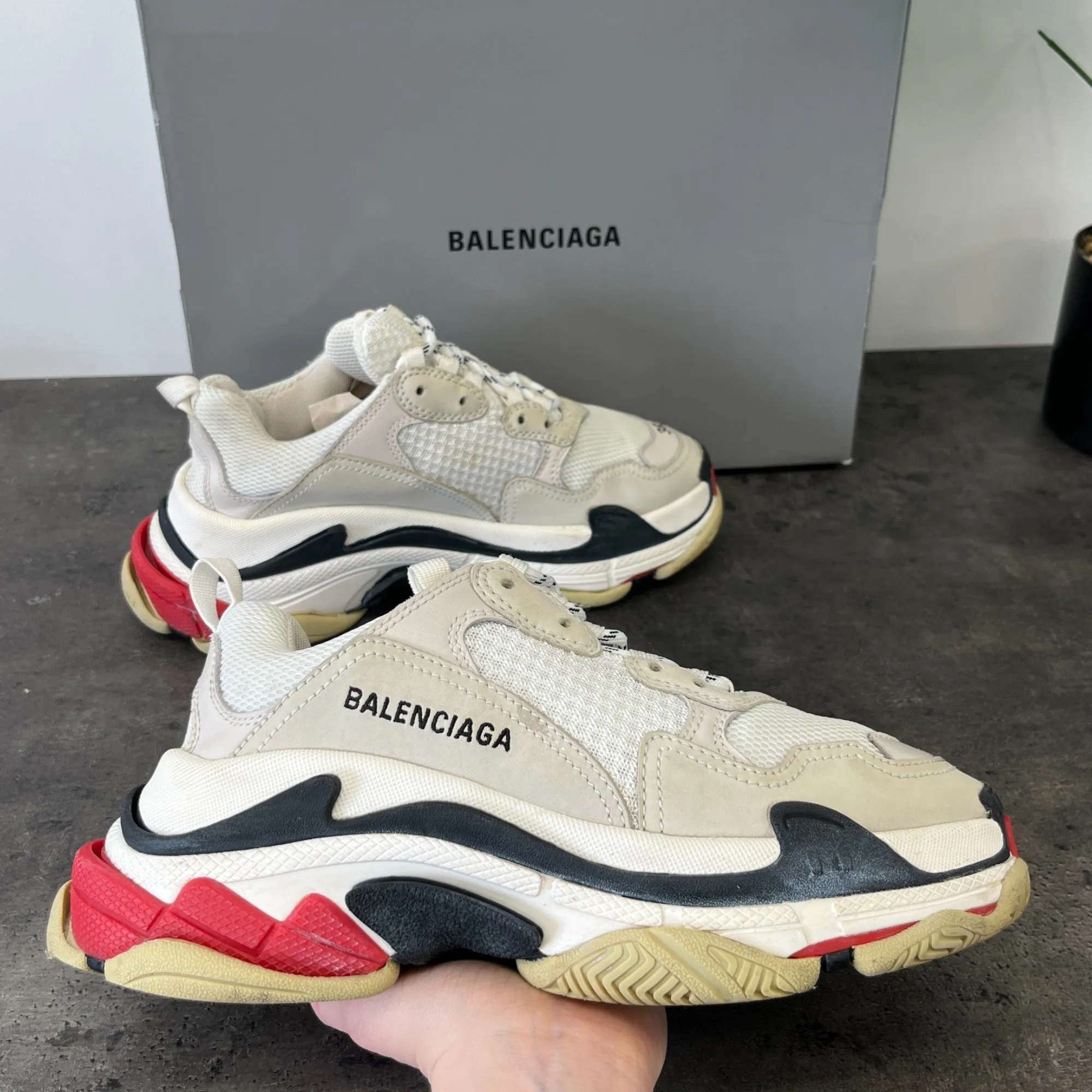 Women's Triple S Low Trainers Beige Size EU 38 / UK 5